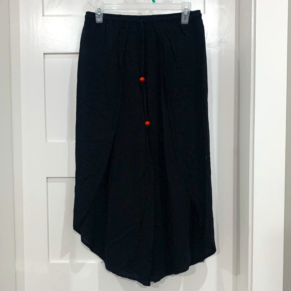 black loose fit pants with slits